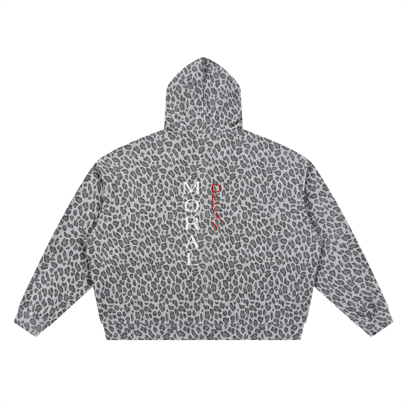 Unisex Leopard Print Waffle Full Zip Hoodie