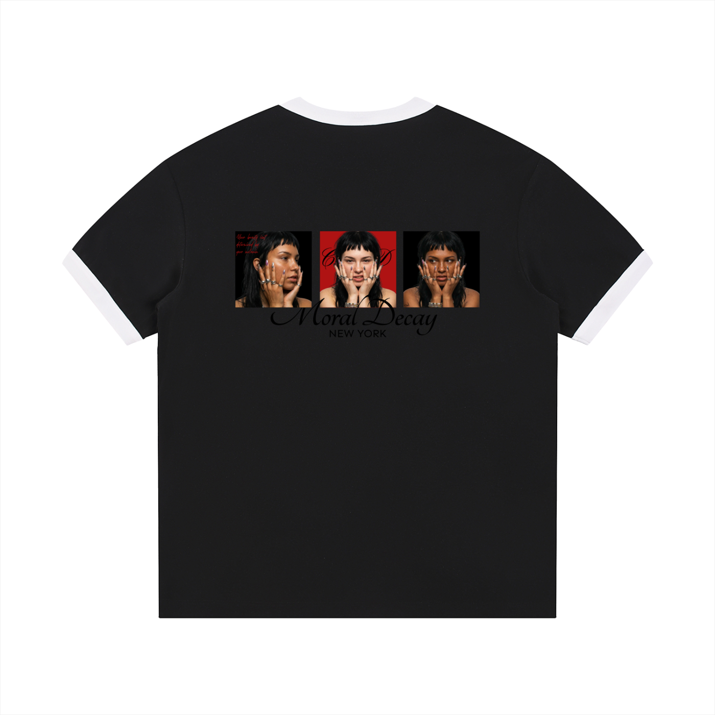 Contrast Edge Ribbed Crewneck T-Shirt