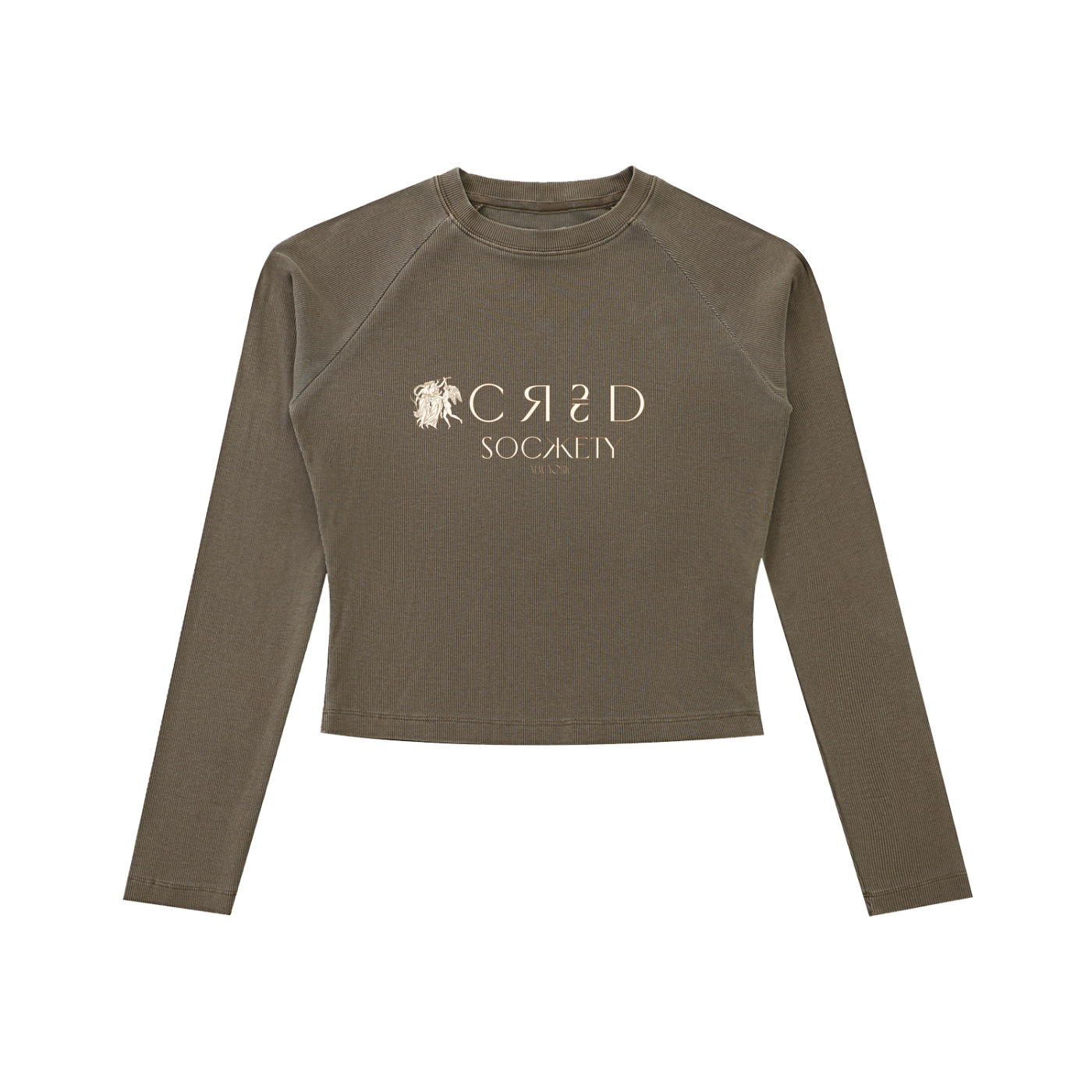 Dyed Washed Raglan Long Sleeve Slim T-Shirt