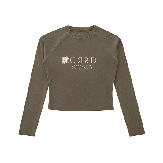 Dyed Washed Raglan Long Sleeve Slim T-Shirt