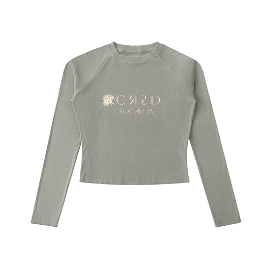 Dyed Washed Raglan Long Sleeve Slim T-Shirt