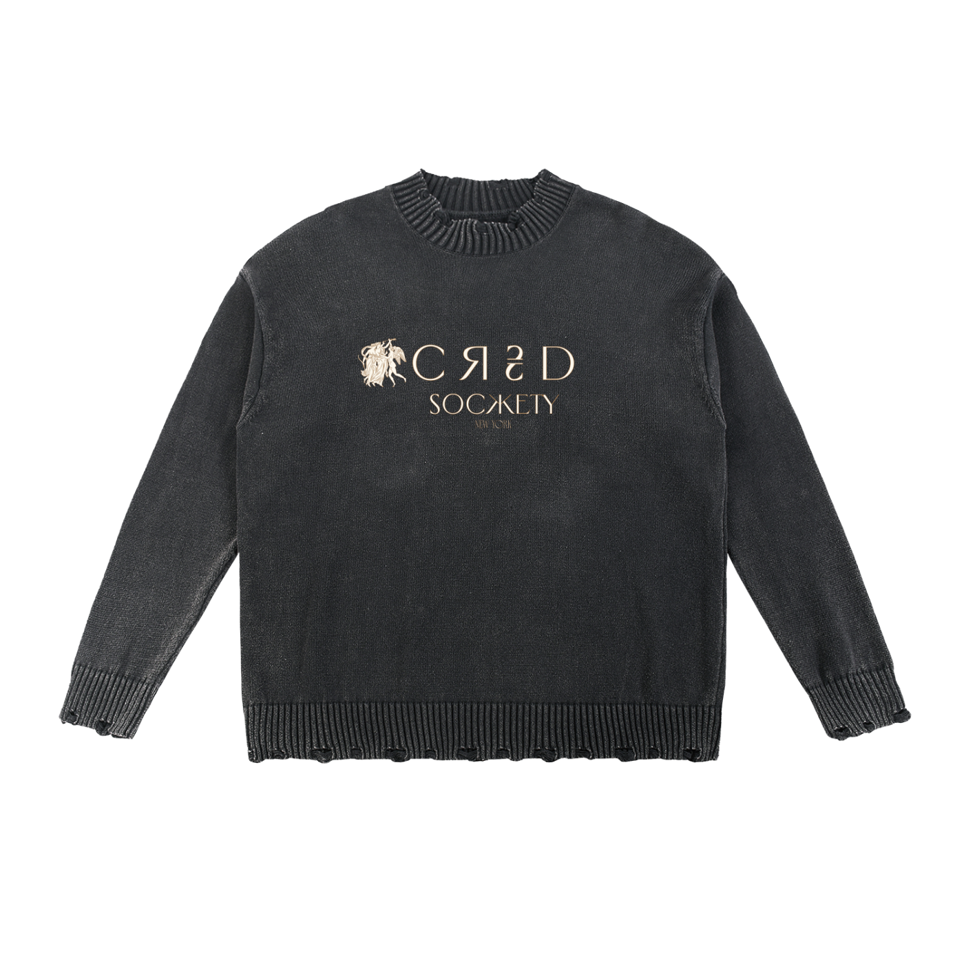 Vintage Washed Hand-Frayed Sweater