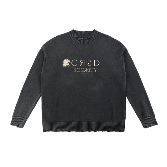 Vintage Washed Hand-Frayed Sweater