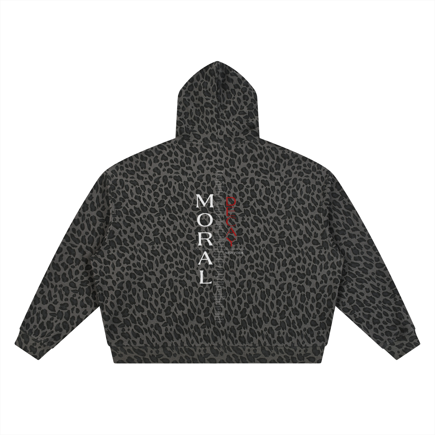 Unisex Leopard Print Waffle Full Zip Hoodie