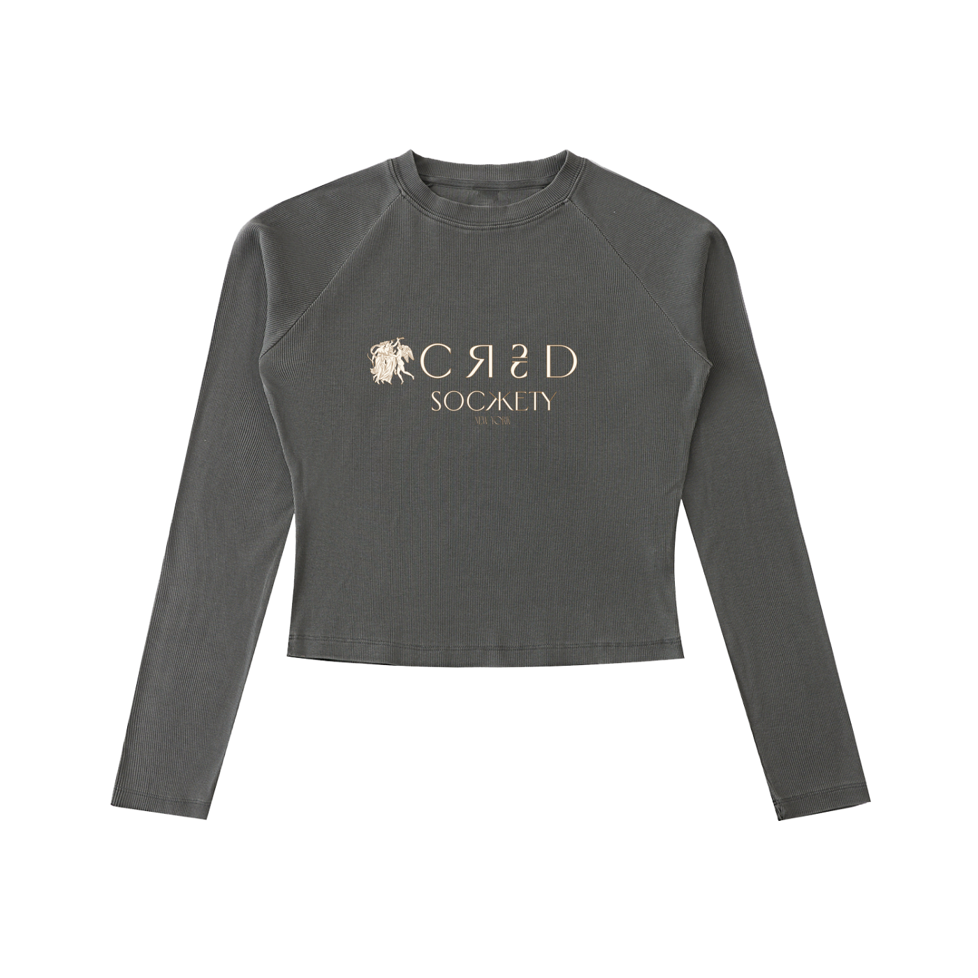 Dyed Washed Raglan Long Sleeve Slim T-Shirt