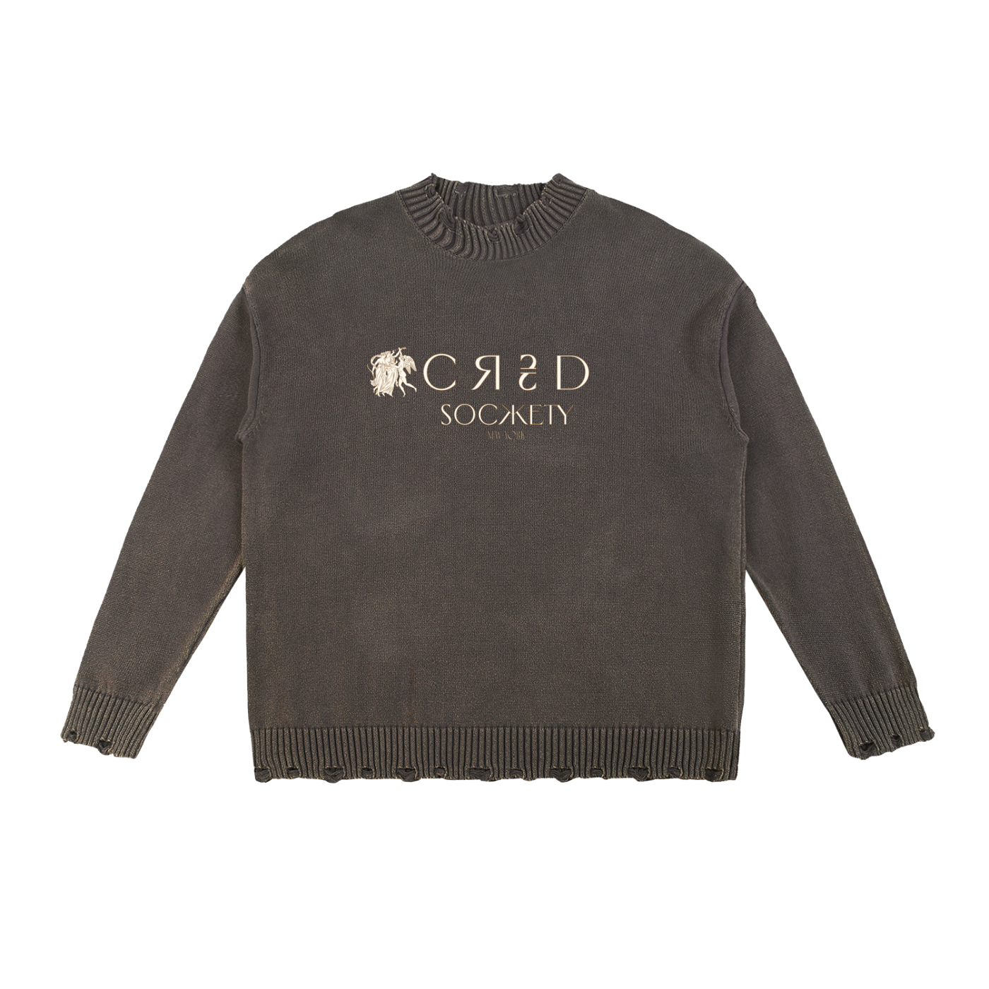 Vintage Washed Hand-Frayed Sweater