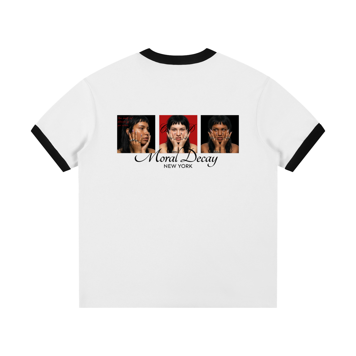 Contrast Edge Ribbed Crewneck T-Shirt